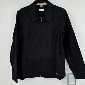 Dickies Jacket Womens Small Black Stretch Twill Lightweight Workwear FJ306BK New